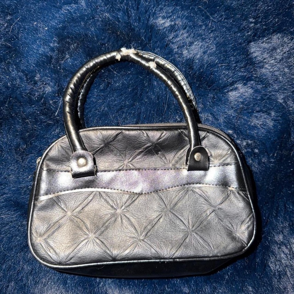 Vintage Black Quilted Handbag with Dual Handles